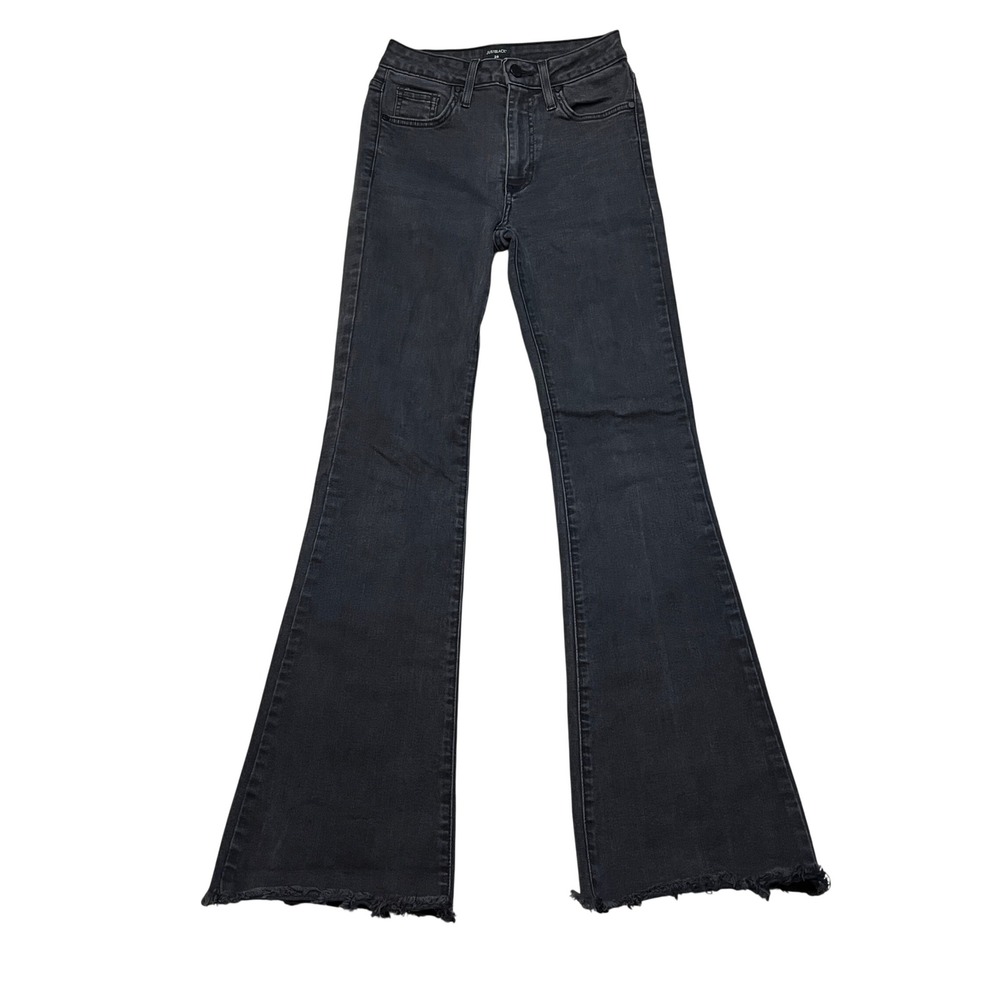 Just Black Denim Jeans Womens‎ 24 Black Flare Raw Hem BP125J Made in USA Stretch